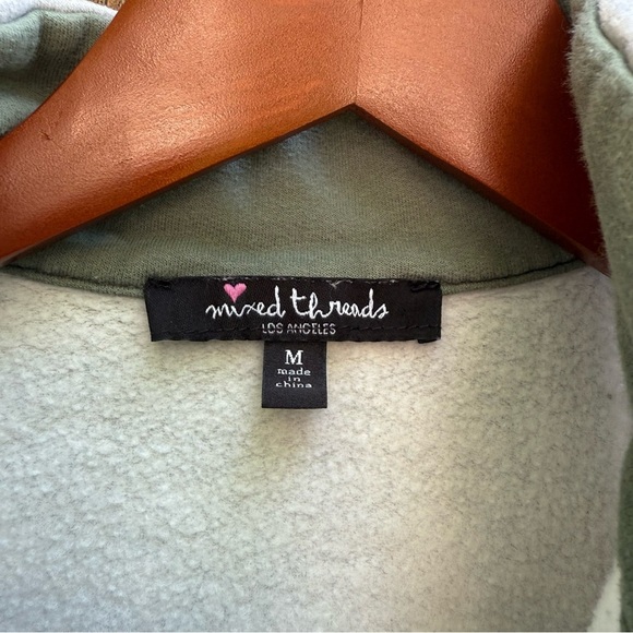 MIXED THREADS Women’s Gray Green 1/4 Zip Pullover Sweatshirt Size Medium - Picture 2 of 10